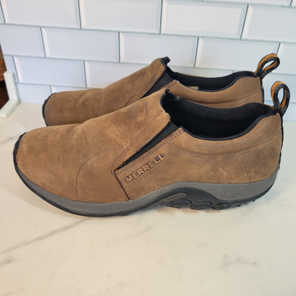 Merrell Mens Jungle Moc Brown Leather Slip On Shoes J63839W Size 11.5 W